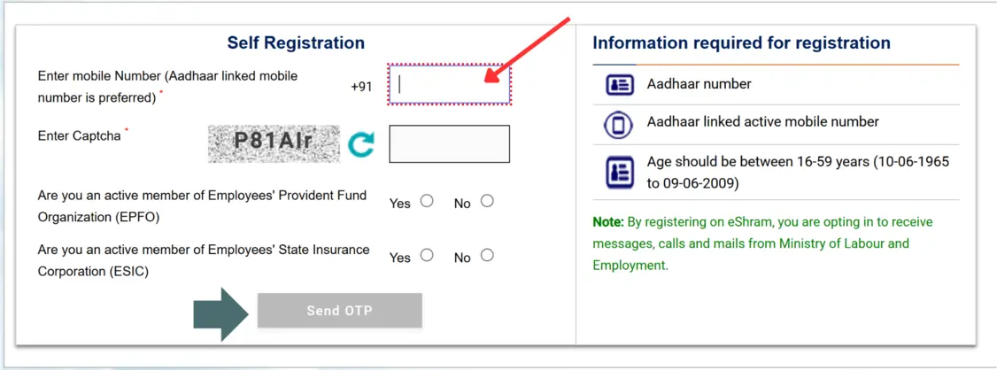 e Shram Card Registration Online Apply